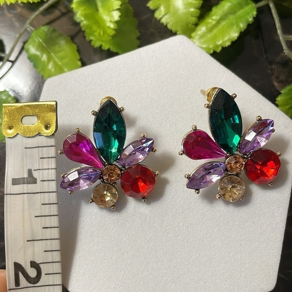 Crystal Colorful CZ Stud Earrings - Picture 12 of 14